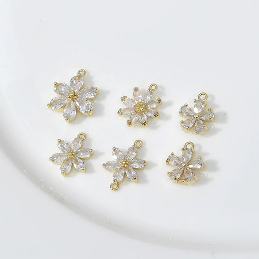 Copper Electroplated Zircon Daisy Flower Pendant Bracelet Necklace Accessories