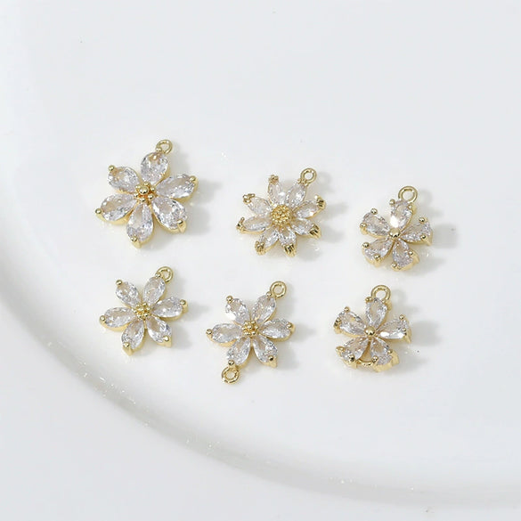 Copper Electroplated Zircon Daisy Flower Pendant Bracelet Necklace Accessories