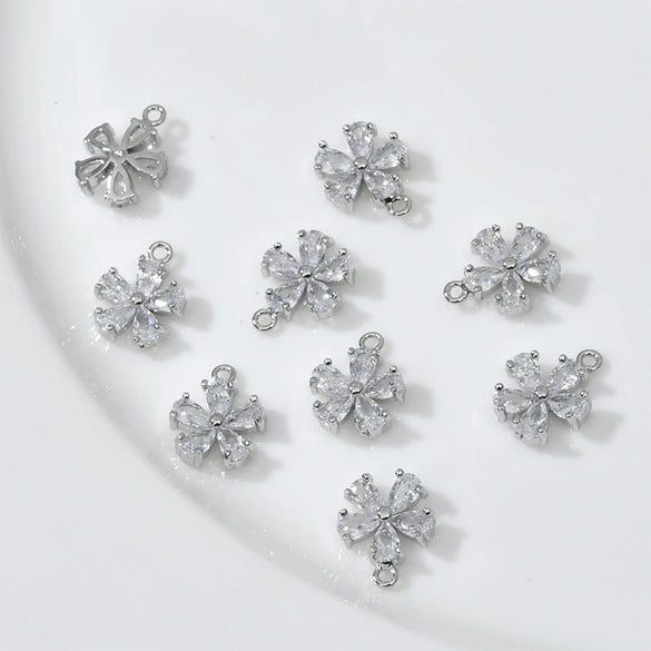 Copper Electroplated Zircon Daisy Flower Pendant Bracelet Necklace Accessories