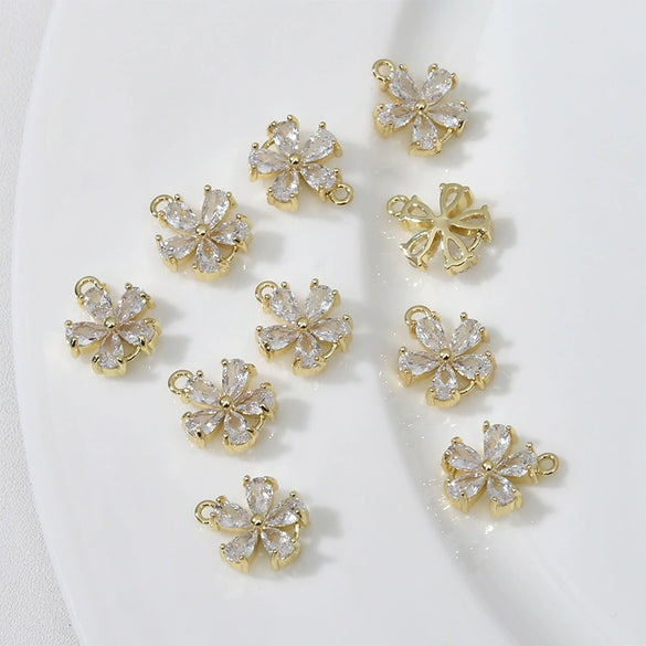 Copper Electroplated Zircon Daisy Flower Pendant Bracelet Necklace Accessories