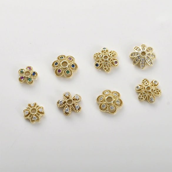 Copper Electroplated Zircon Flower Spacer Bead Bracelet Necklace Hat Accessories Material