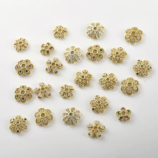 Copper Electroplated Zircon Flower Spacer Bead Bracelet Necklace Hat Accessories Material