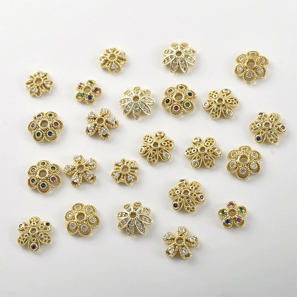 Copper Electroplated Zircon Flower Spacer Bead Bracelet Necklace Hat Accessories Material