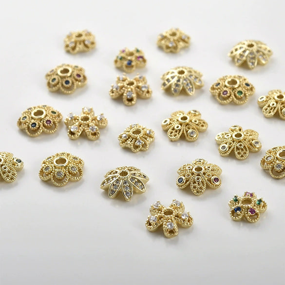 Copper Electroplated Zircon Flower Spacer Bead Bracelet Necklace Hat Accessories Material