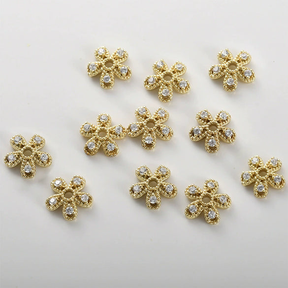 Copper Electroplated Zircon Flower Spacer Bead Bracelet Necklace Hat Accessories Material