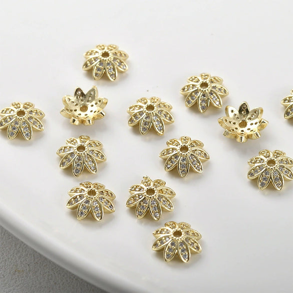 Copper Electroplated Zircon Flower Spacer Bead Bracelet Necklace Hat Accessories Material