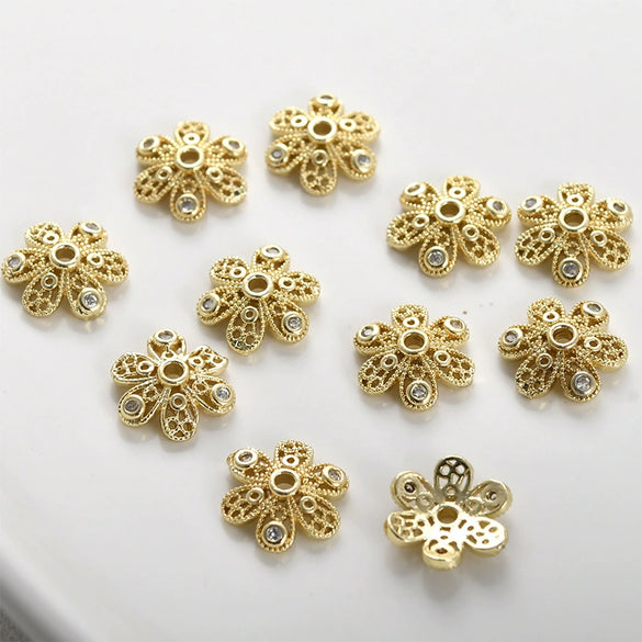 Copper Electroplated Zircon Flower Spacer Bead Bracelet Necklace Hat Accessories Material