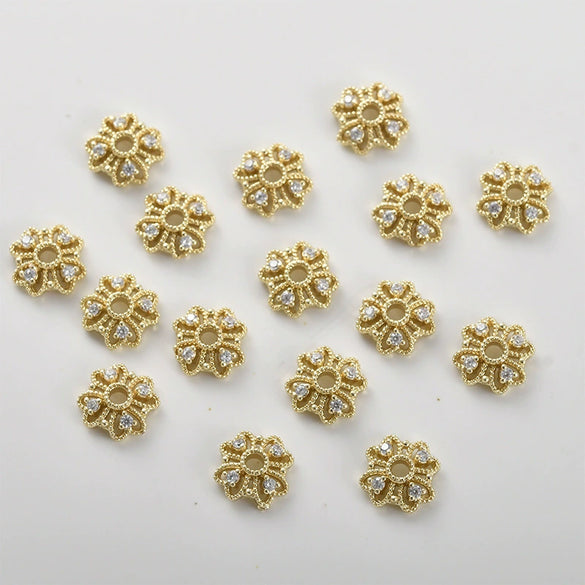 Copper Electroplated Zircon Flower Spacer Bead Bracelet Necklace Hat Accessories Material