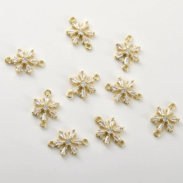 Copper Electroplated Zircon Snowflake Pendant Jewelry Accessories Bracelet Necklace Earrings