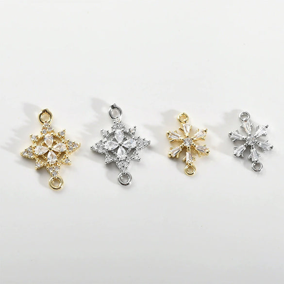 Copper Electroplated Zircon Snowflake Pendant Jewelry Accessories Bracelet Necklace Earrings