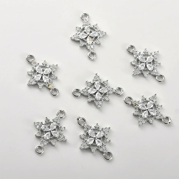 Copper Electroplated Zircon Snowflake Pendant Jewelry Accessories Bracelet Necklace Earrings
