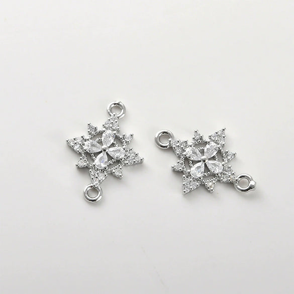 Copper Electroplated Zircon Snowflake Pendant Jewelry Accessories Bracelet Necklace Earrings