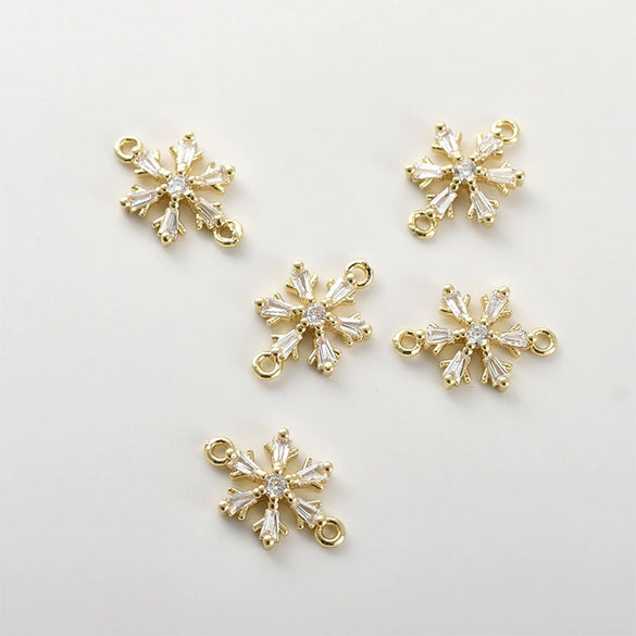 Copper Electroplated Zircon Snowflake Pendant Jewelry Accessories Bracelet Necklace Earrings