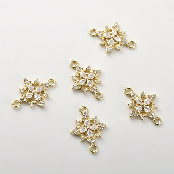 Copper Electroplated Zircon Snowflake Pendant Jewelry Accessories Bracelet Necklace Earrings
