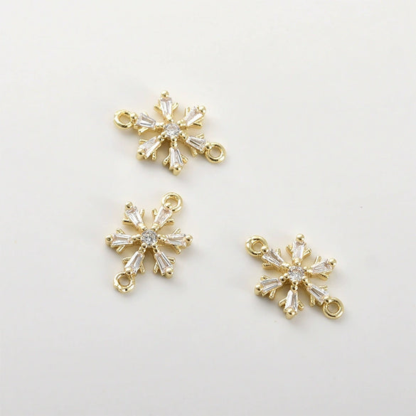 Copper Electroplated Zircon Snowflake Pendant Jewelry Accessories Bracelet Necklace Earrings