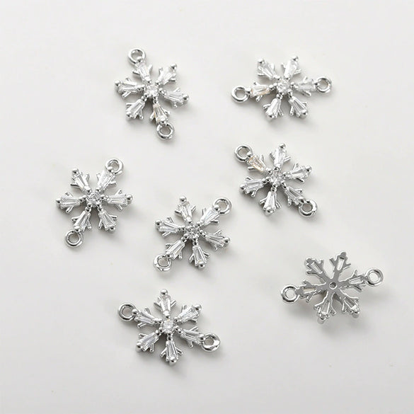 Copper Electroplated Zircon Snowflake Pendant Jewelry Accessories Bracelet Necklace Earrings