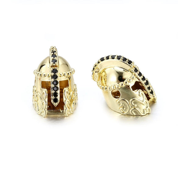 Copper Electroplated Zircon Spartan Warrior Helmet Beaded Woven Bracelet Accessories