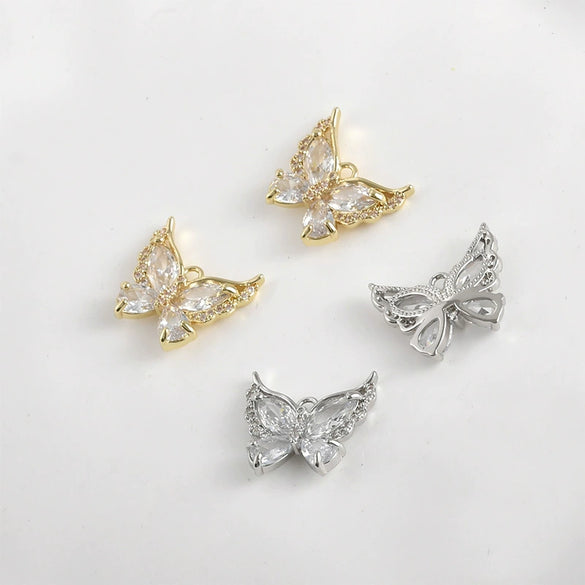 Copper Electroplated Zirconium Lace Leaf Cut Out Butterfly Pendant Diy Handmade Jewelry Accessories