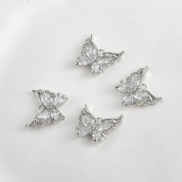 Copper Electroplated Zirconium Lace Leaf Cut Out Butterfly Pendant Diy Handmade Jewelry Accessories