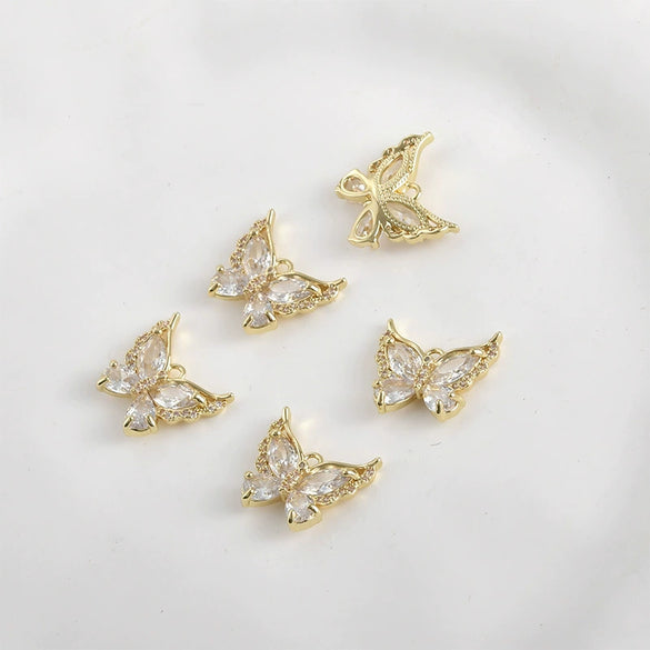 Copper Electroplated Zirconium Lace Leaf Cut Out Butterfly Pendant Diy Handmade Jewelry Accessories