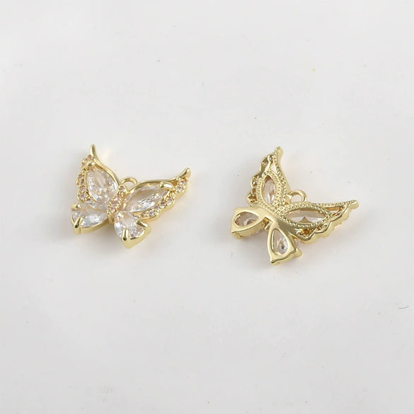Copper Electroplated Zirconium Lace Leaf Cut Out Butterfly Pendant Diy Handmade Jewelry Accessories