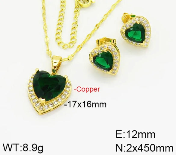 Copper Elegant Heart Shape Jewelry Set