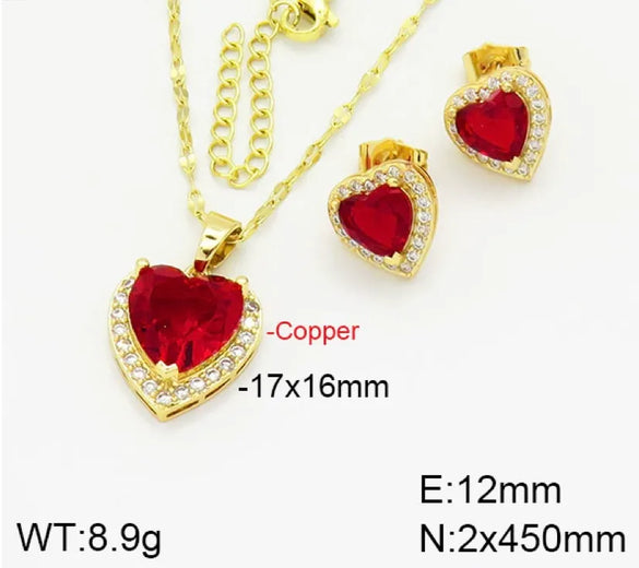 Copper Elegant Heart Shape Jewelry Set