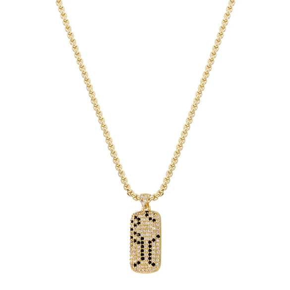 Copper Elegant Square Leopard Plating Inlay Zircon Pendant Necklace