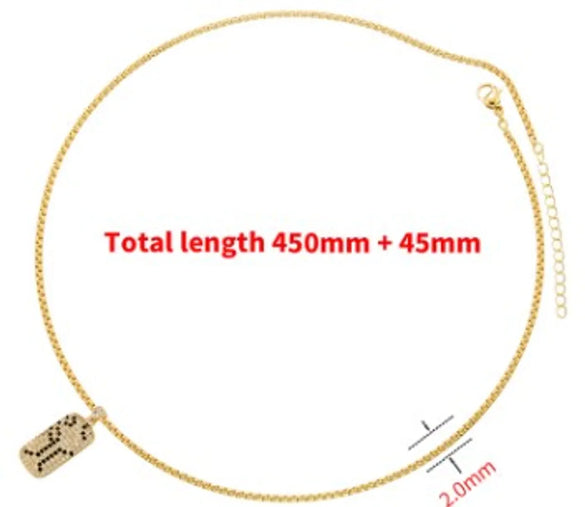 Copper Elegant Square Leopard Plating Inlay Zircon Pendant Necklace