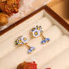 Copper Enamel Glaze Flower Geometric Dripping Oil Women's Earrings