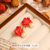 Copper Enamel Glaze Flower Geometric Dripping Oil Women's Earrings