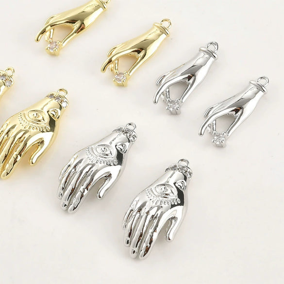 Copper Eyes Palm Pendant Electroplated Jewelry Accessories Material For Diy Bracelet Necklace Earring