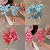 Copper Fabric Flower Tassel Pearl Earrings With Silver Needle Zircon For Women High End Sense