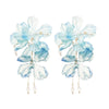 Copper Fabric Flower Tassel Pearl Earrings With Silver Needle Zircon For Women High End Sense