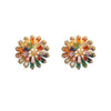 Copper Fashion Geometric And Flower Pattern Stud Earrings 18K Goldplated