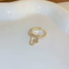Copper Finger Ring With Geometric And Flower Pattern Electroplating For Women Light Luxury Style
