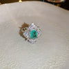 Copper Finger Ring With Geometric And Flower Pattern Electroplating For Women Light Luxury Style