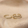 Copper Finger Ring With Geometric And Flower Pattern Electroplating For Women Light Luxury Style
