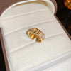 Copper Finger Ring With Geometric And Flower Pattern Electroplating For Women Light Luxury Style