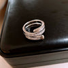 Copper Finger Ring With Geometric And Flower Pattern Electroplating For Women Light Luxury Style