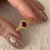 Copper Finger Ring With Geometric And Flower Pattern Electroplating For Women Light Luxury Style