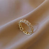Copper Finger Ring With Geometric And Flower Pattern Electroplating For Women Light Luxury Style