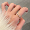 Copper Finger Ring With Geometric And Flower Pattern Electroplating For Women Light Luxury Style