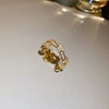 Copper Finger Ring With Geometric And Flower Pattern Electroplating For Women Light Luxury Style