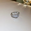 Copper Finger Ring With Geometric And Flower Pattern Electroplating For Women Light Luxury Style
