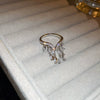 Copper Finger Ring With Geometric And Flower Pattern Electroplating For Women Light Luxury Style