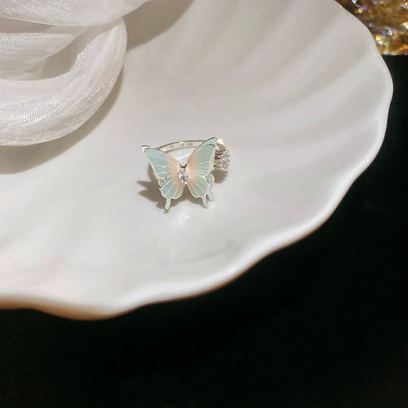 Copper Finger Ring With Geometric And Flower Pattern Electroplating For Women Light Luxury Style