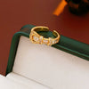 Copper Finger Ring With Geometric And Flower Pattern Electroplating For Women Light Luxury Style