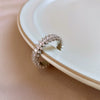 Copper Finger Ring With Geometric And Flower Pattern Electroplating For Women Light Luxury Style