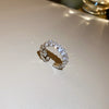 Copper Finger Ring With Geometric And Flower Pattern Electroplating For Women Light Luxury Style